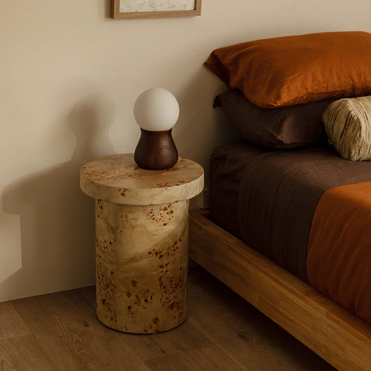 Valentina Burlwood Round Side Table