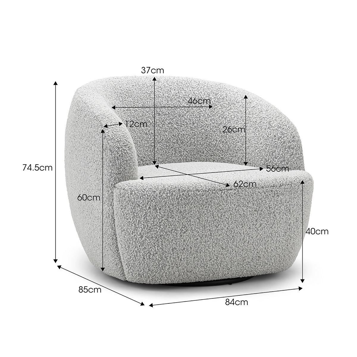 Elise Boucle Swivel Armchair