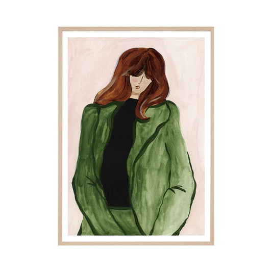 Suited Lady Green Portrait Art Print