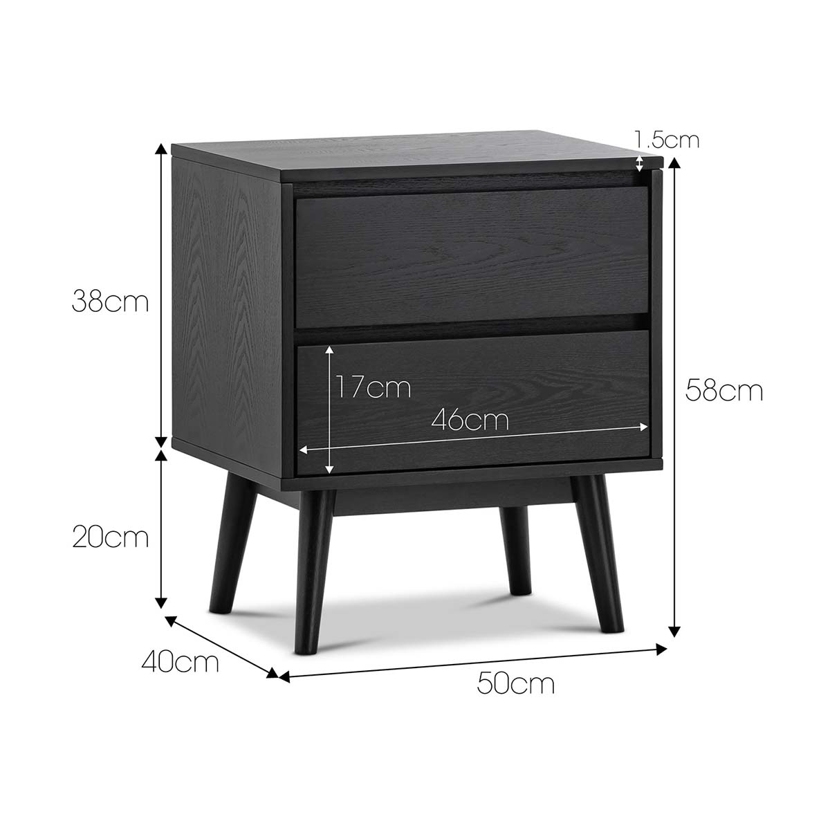 Reese 2 Drawer Bedside Table