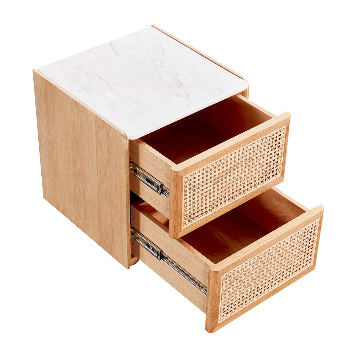 Delta Marble Rattan Bedside Table