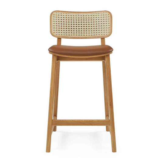 Flair Rattan Leather Bar Stool