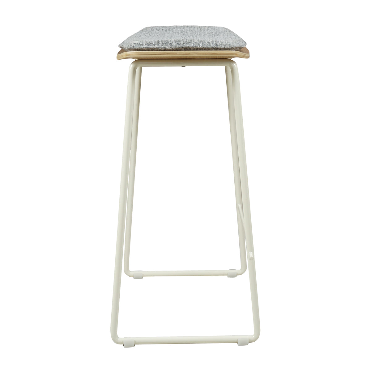Hendrix Backless Bar Stool (Oak, Grey Weave Fabric)