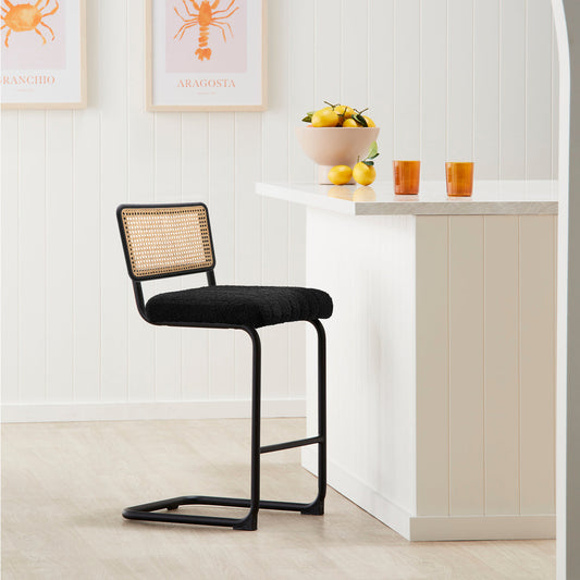 Blake Rattan Boucle Bar Stool