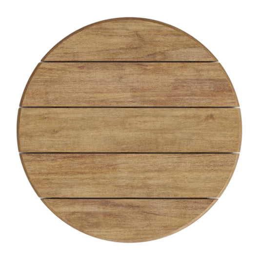 Saura Round Outdoor High Bar Table (Black, Natural Acacia)