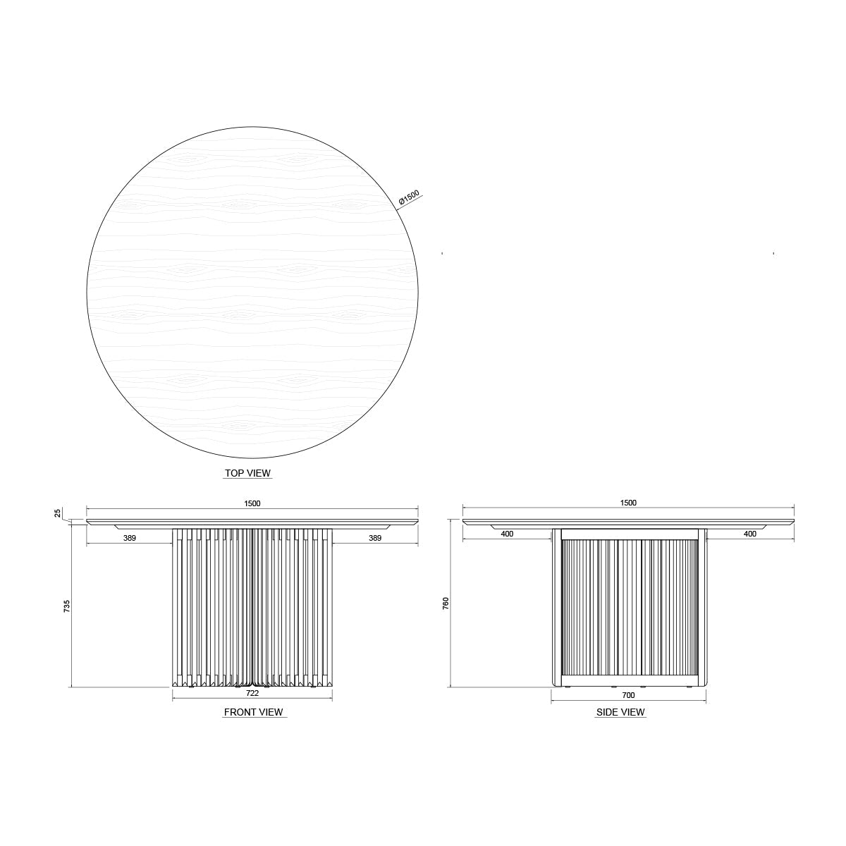 Casablanca Round Dining Table (Oak, 150cm)