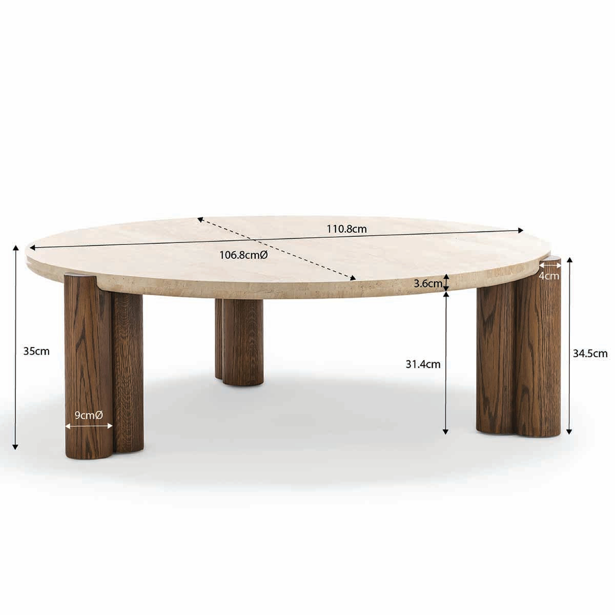 Alba Round Travertine Coffee Table