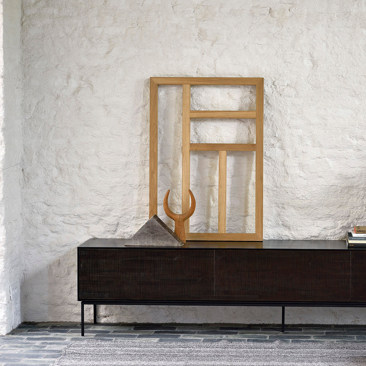 Grooves 1 Flip-down Door & 2 Drawer TV Unit