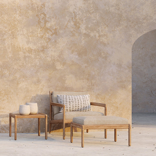 Jack Outdoor Fabric Lounge Chair (Teak, Natural)