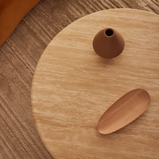 Cosmos Coffee Table (Walnut, Travertine, 85cm)