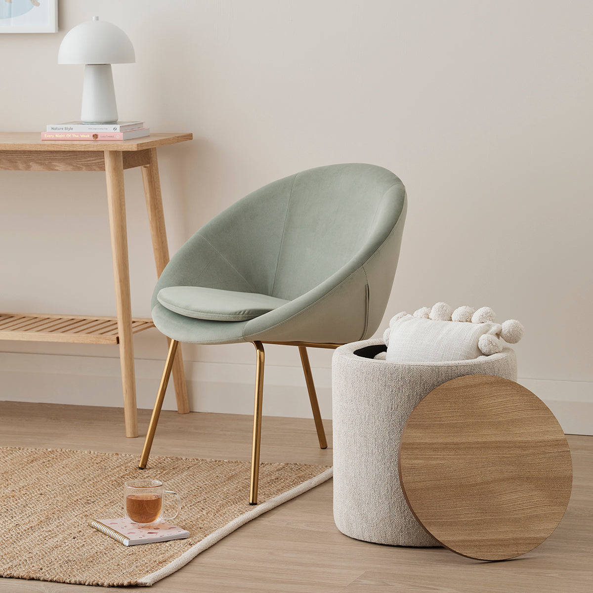 Zoe Timber Top Storage Ottoman (Small)