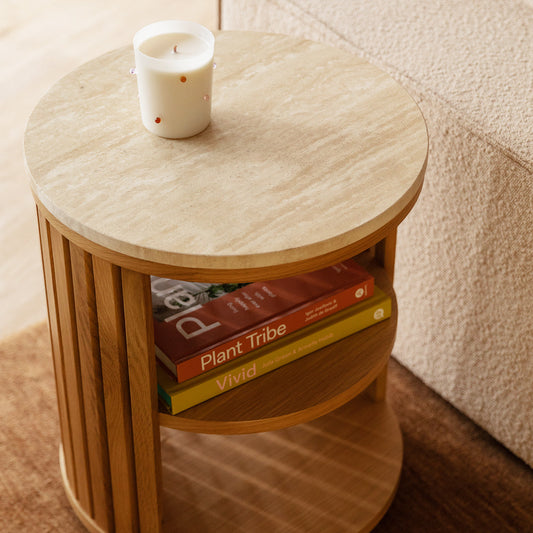 Atlanta Travertine Bedside Table