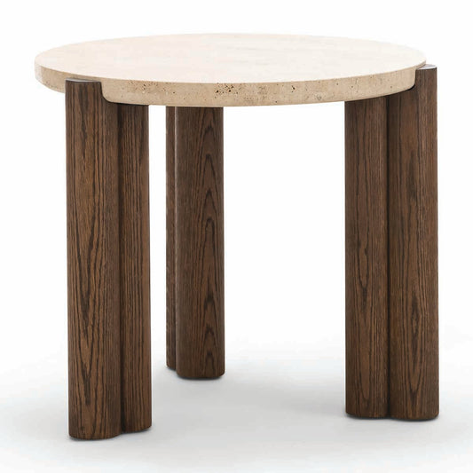 Alba Round Travertine Side Table