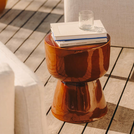 Mesquida Outdoor Side Table (Glazed Terracotta, 35cm)