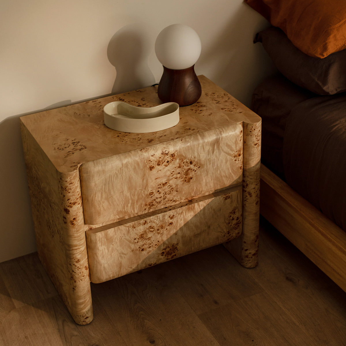 Valentina Burlwood Bedside Table