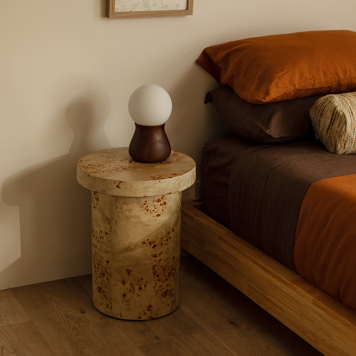 Valentina Burlwood Round Side Table