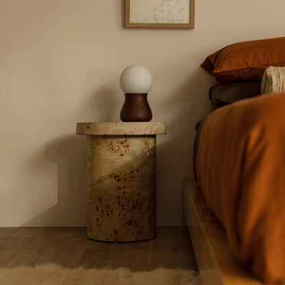 Valentina Burlwood Round Side Table