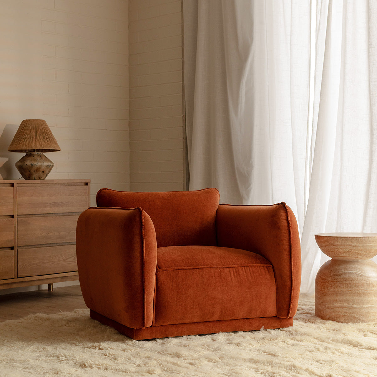 Valentina Fabric Swivel Armchair