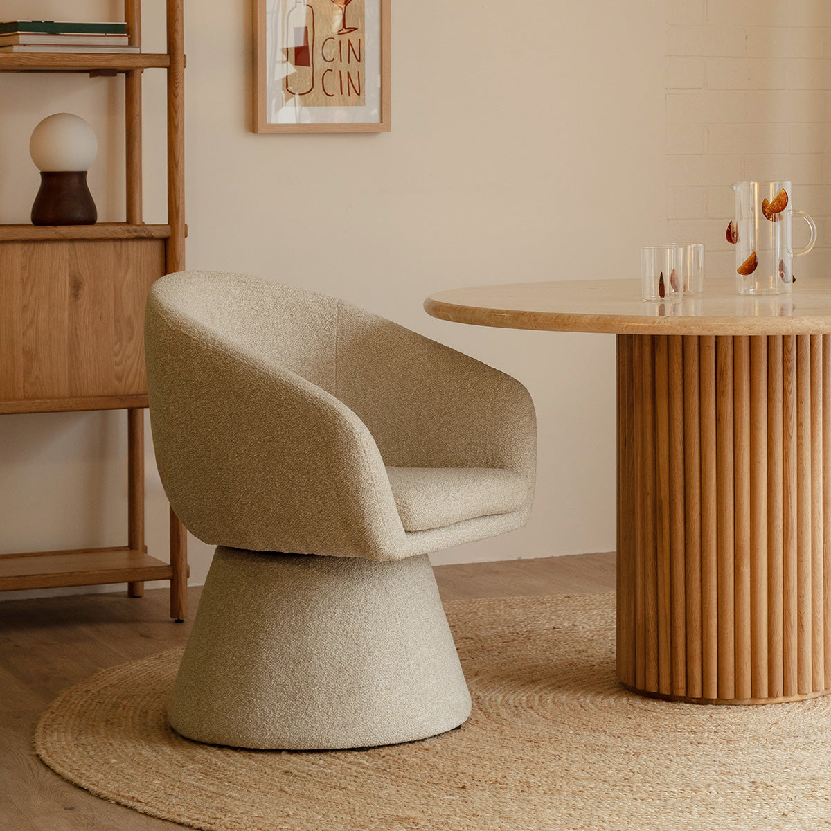 Podium Fabric Swivel Dining Chair