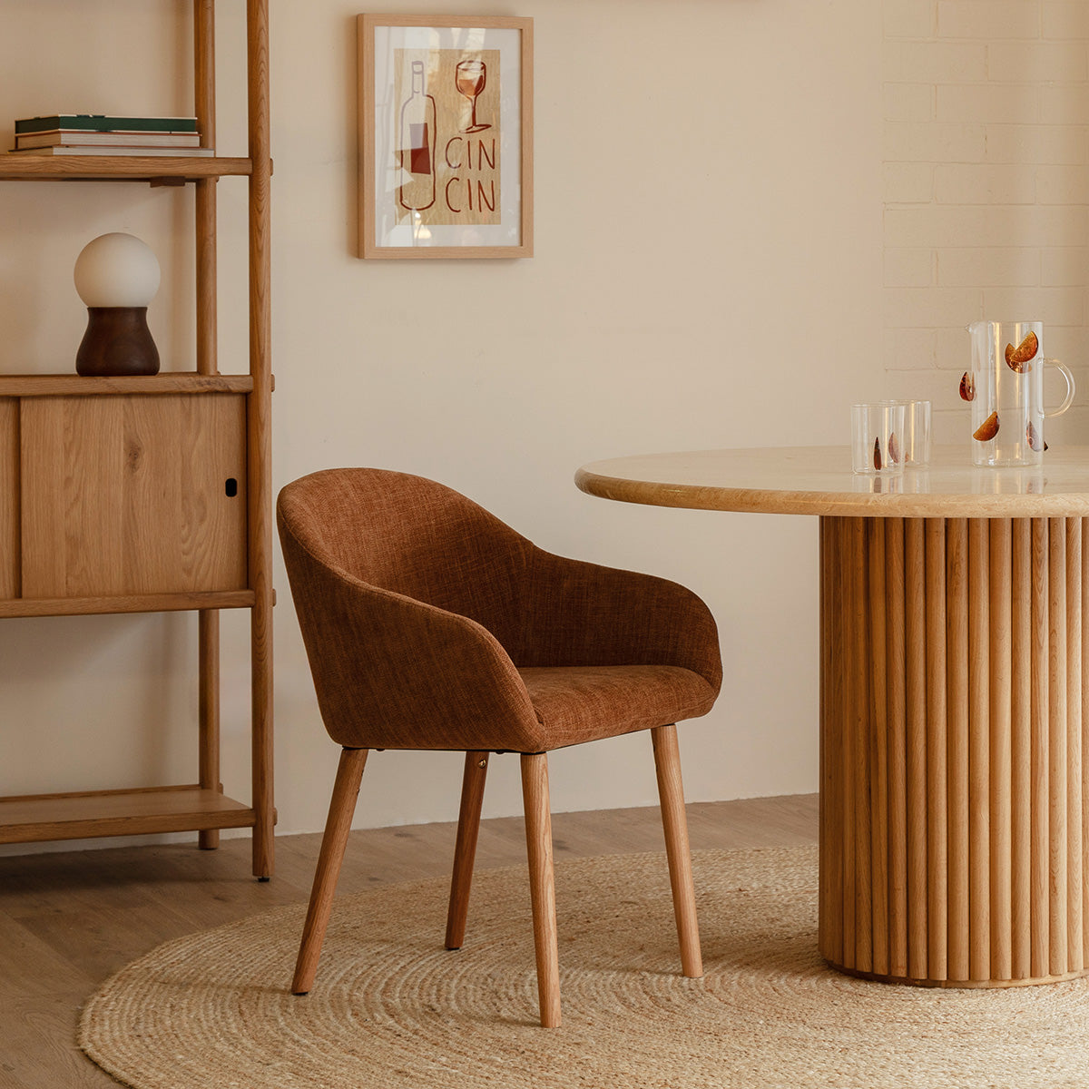 Chloe Fabric Dining Arm Chair