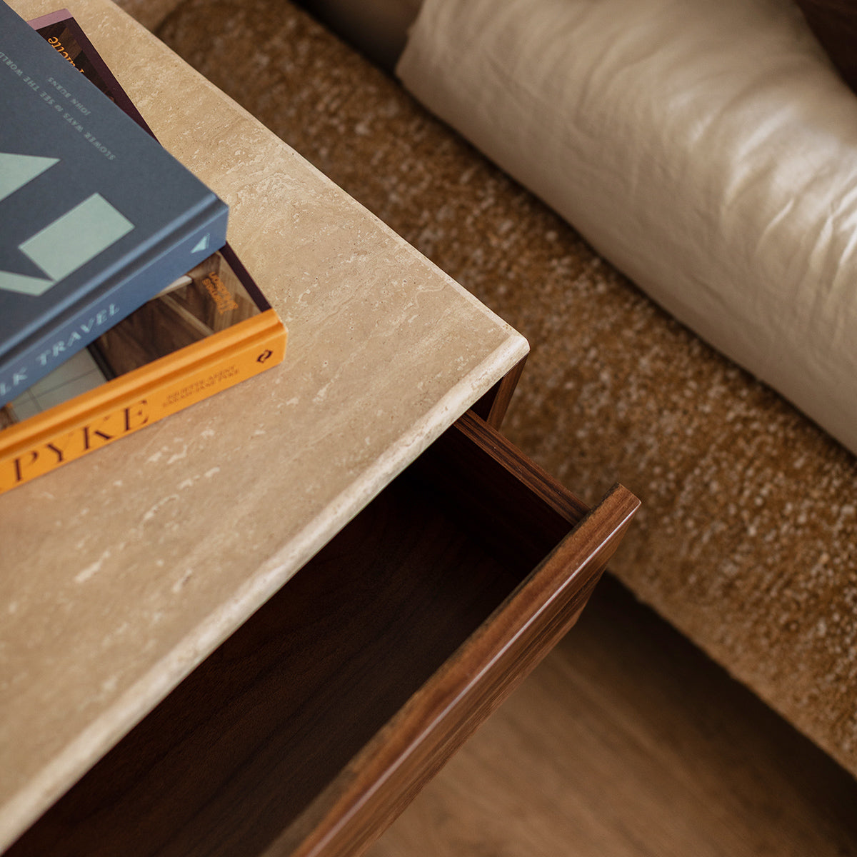 Avalon Travertine Bedside Table