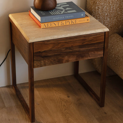Avalon Travertine Bedside Table