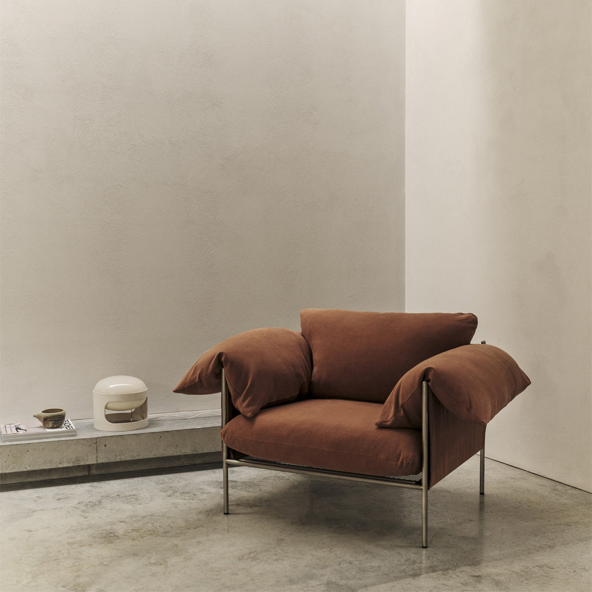 Alva Brushed Steel Frame Armchair