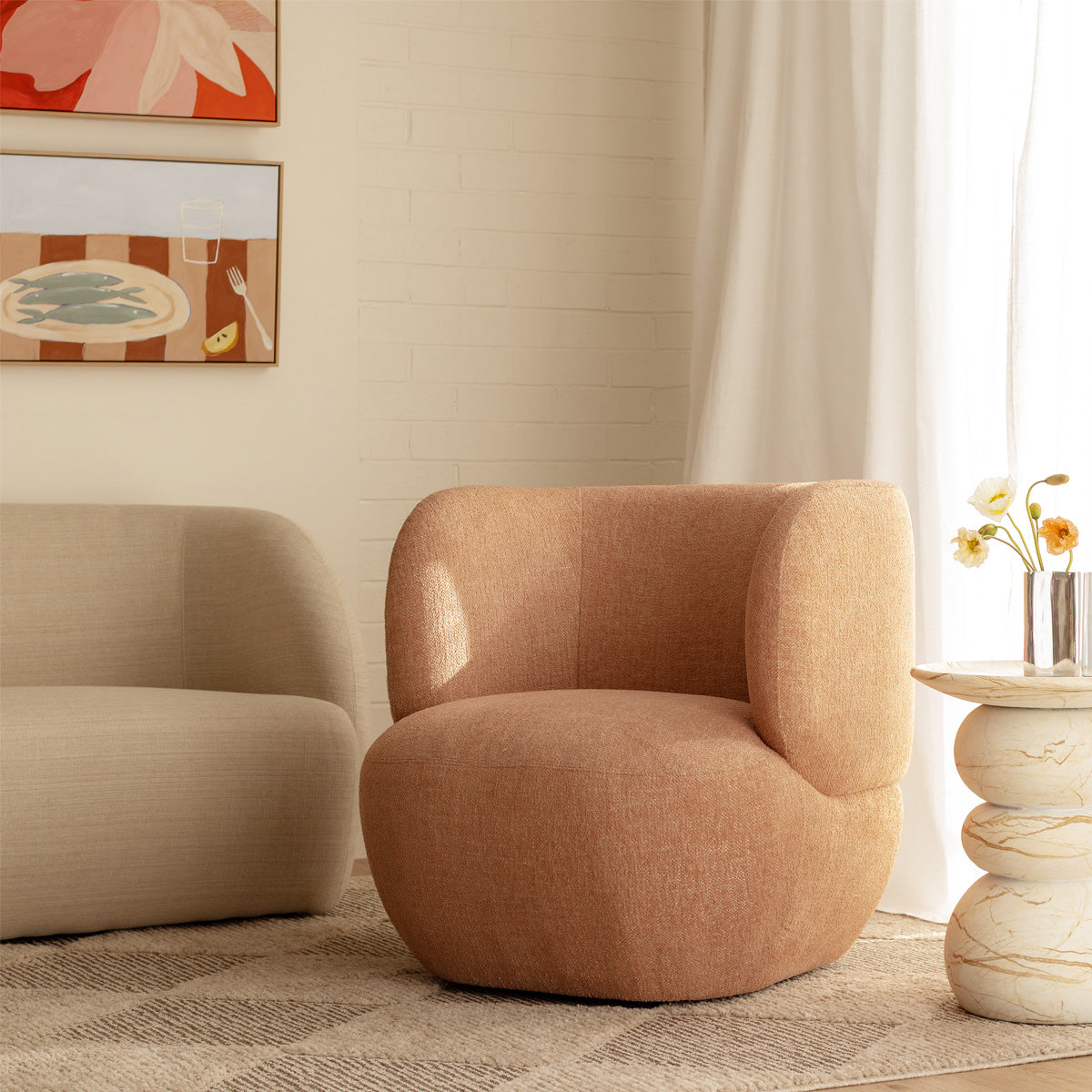 Sorrento Fabric Swivel Armchair