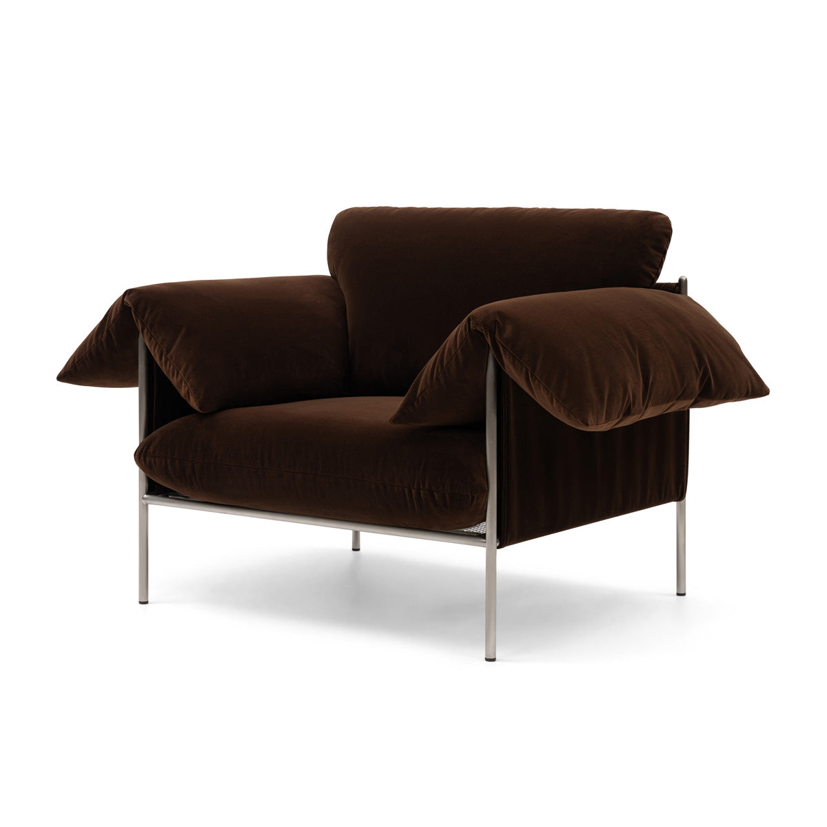 Alva Brushed Steel Frame Armchair