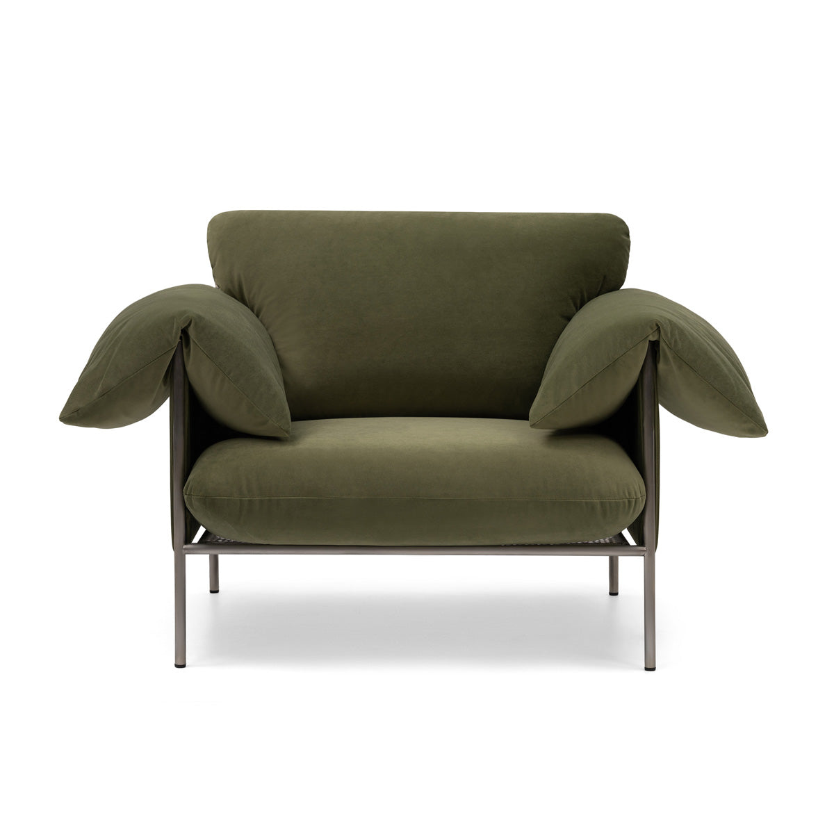 Alva Brushed Steel Frame Armchair