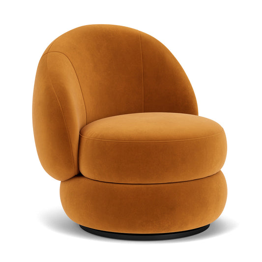 Alma Velvet Swivel Armchair (Matt Amber)