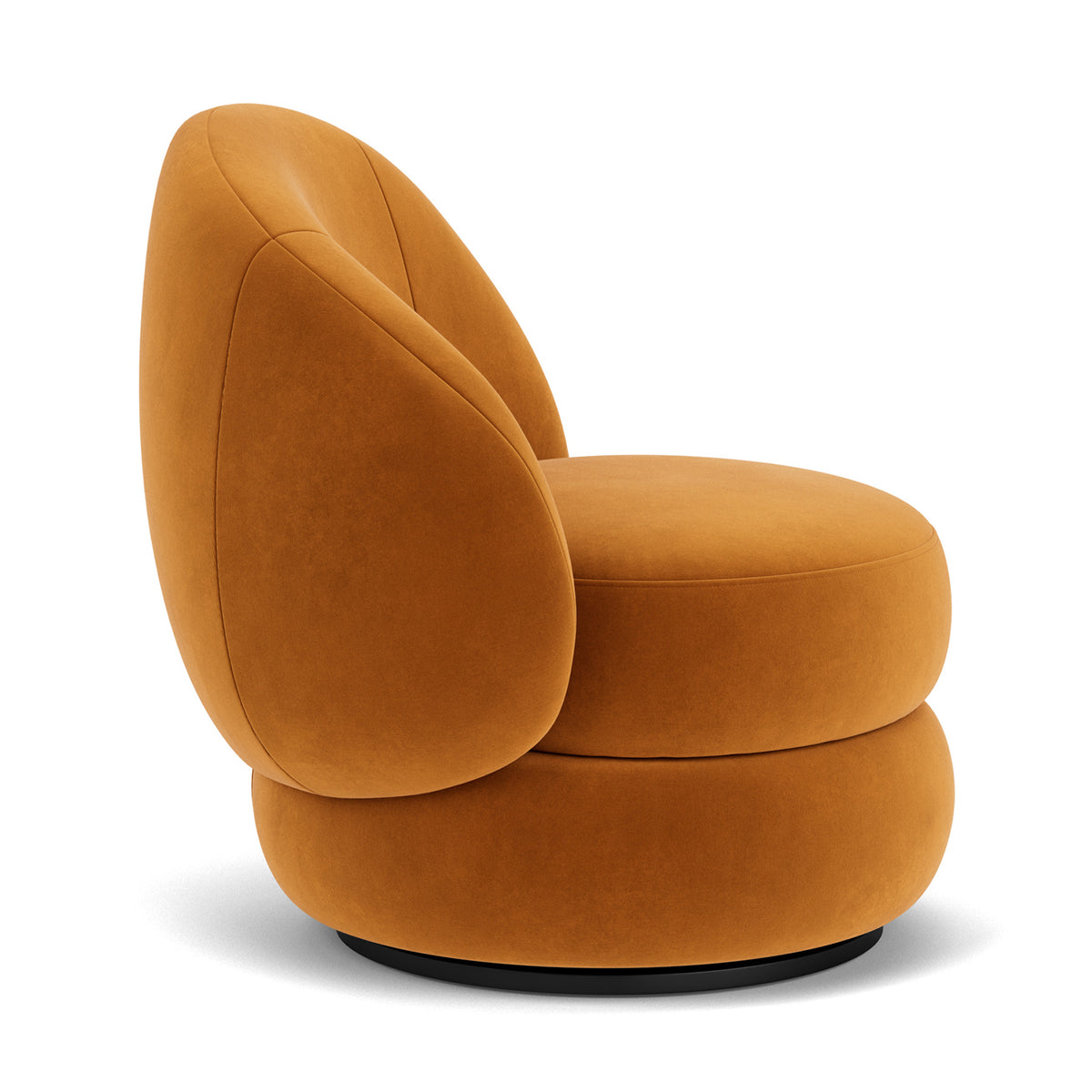 Alma Velvet Swivel Armchair (Matt Amber)