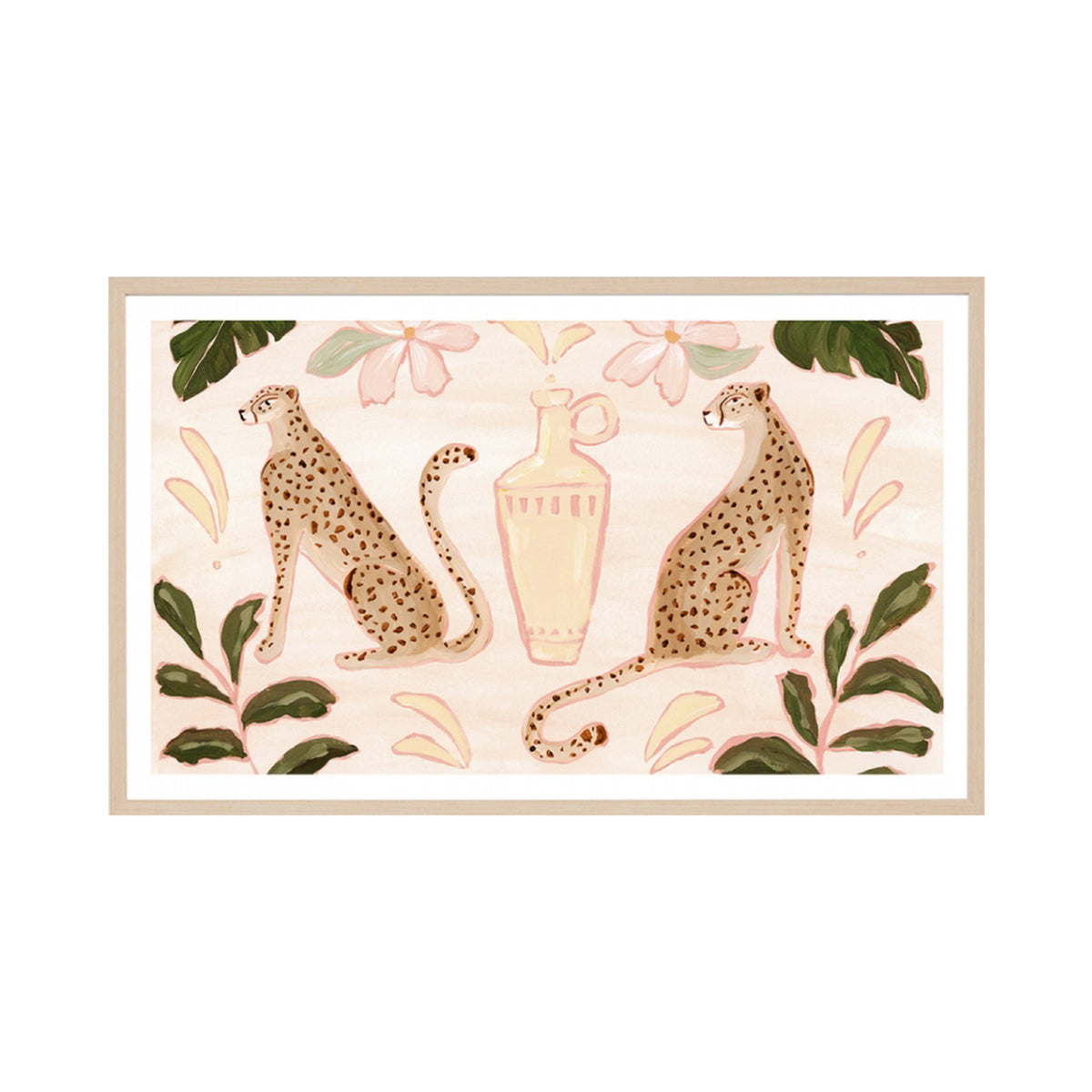 Posing Cheetahs Blush Landscape Art Print