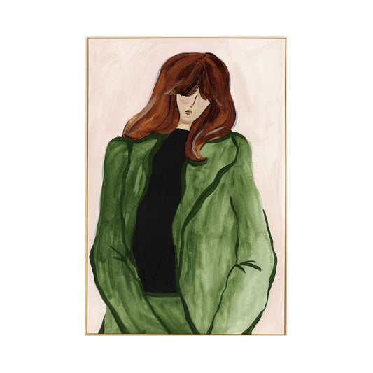 Suited Lady Green Portrait Art Print