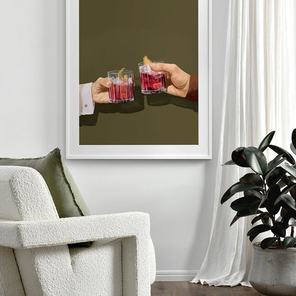 Chin Chin di Rosso Portrait Art Print