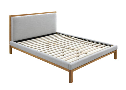 Amelia Queen Bed (Oak, Light Grey)