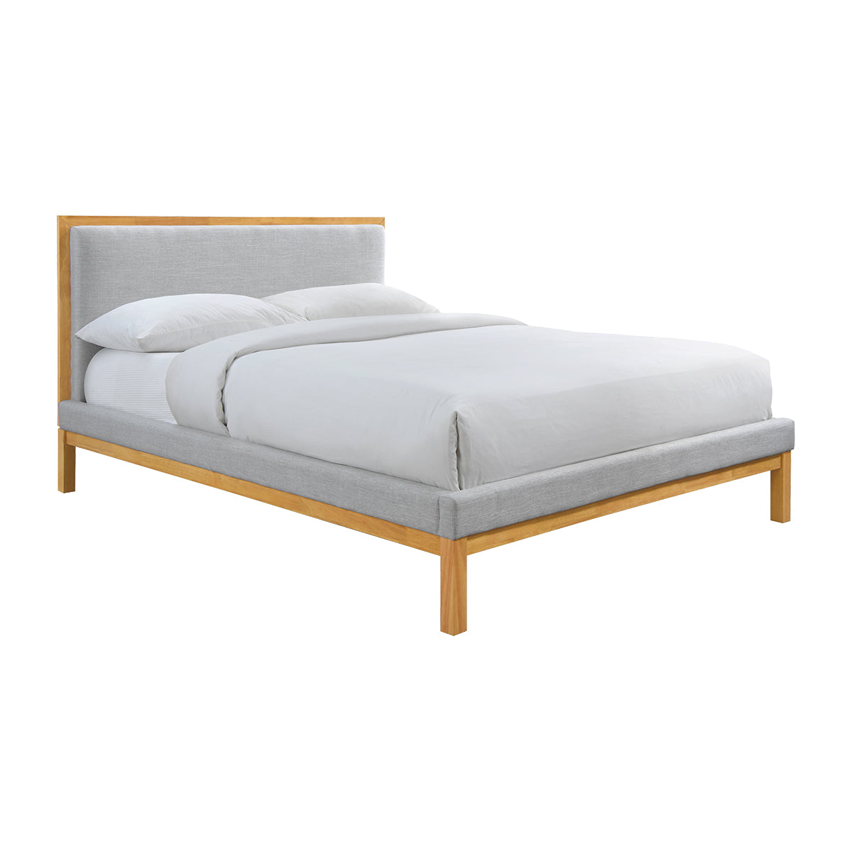 Amelia Queen Bed (Oak, Light Grey)