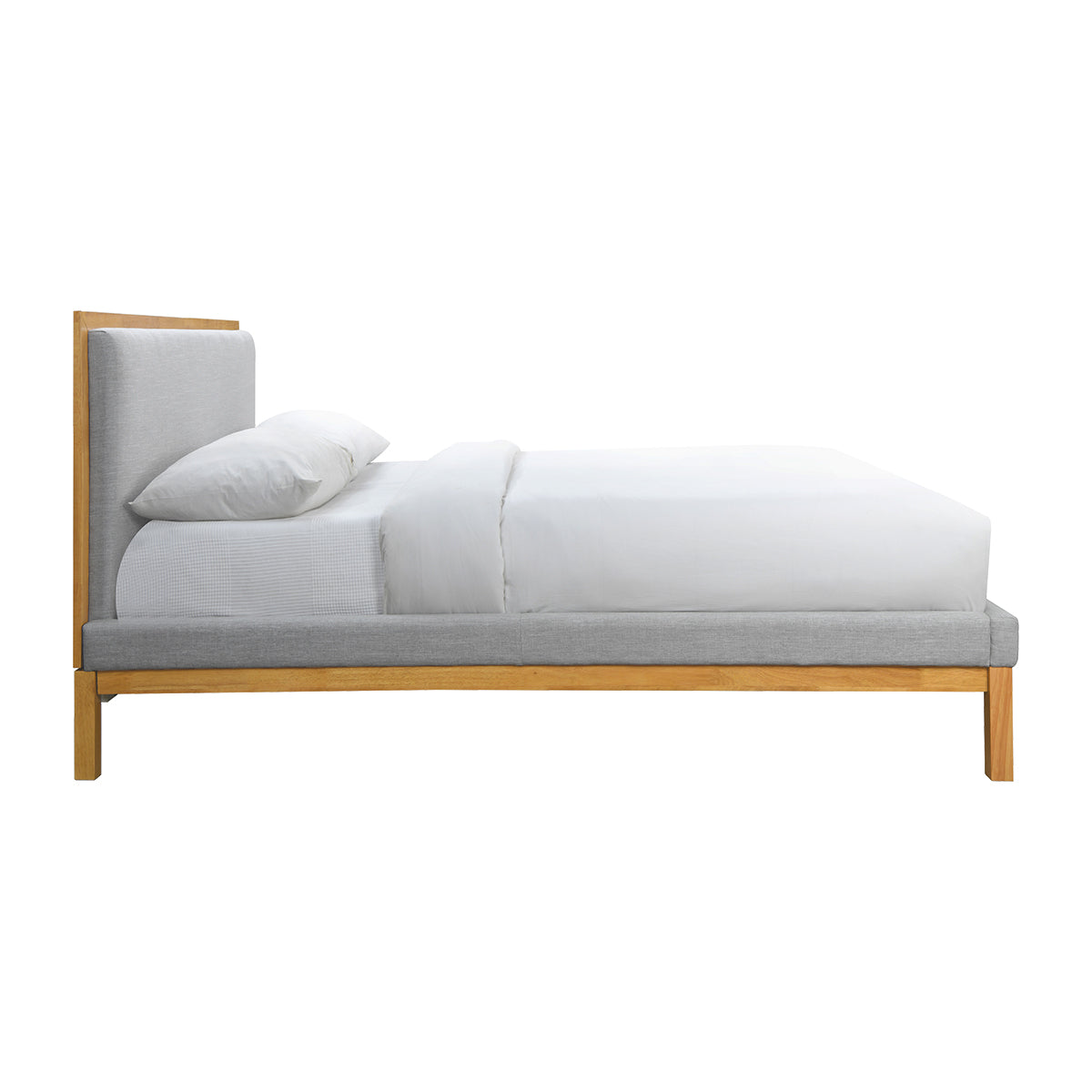 Amelia Queen Bed (Oak, Light Grey)