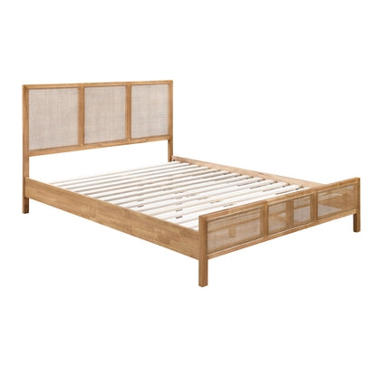 Kayla Rattan Solid Queen Bed (Oak)