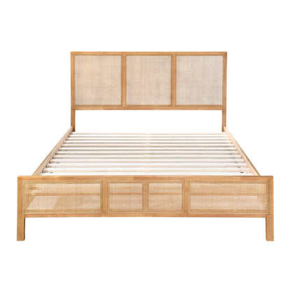 Kayla Rattan Solid Queen Bed (Oak)