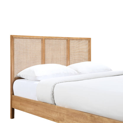 Kayla Rattan Solid Queen Bed (Oak)