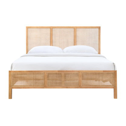 Kayla Rattan Solid Queen Bed (Oak)