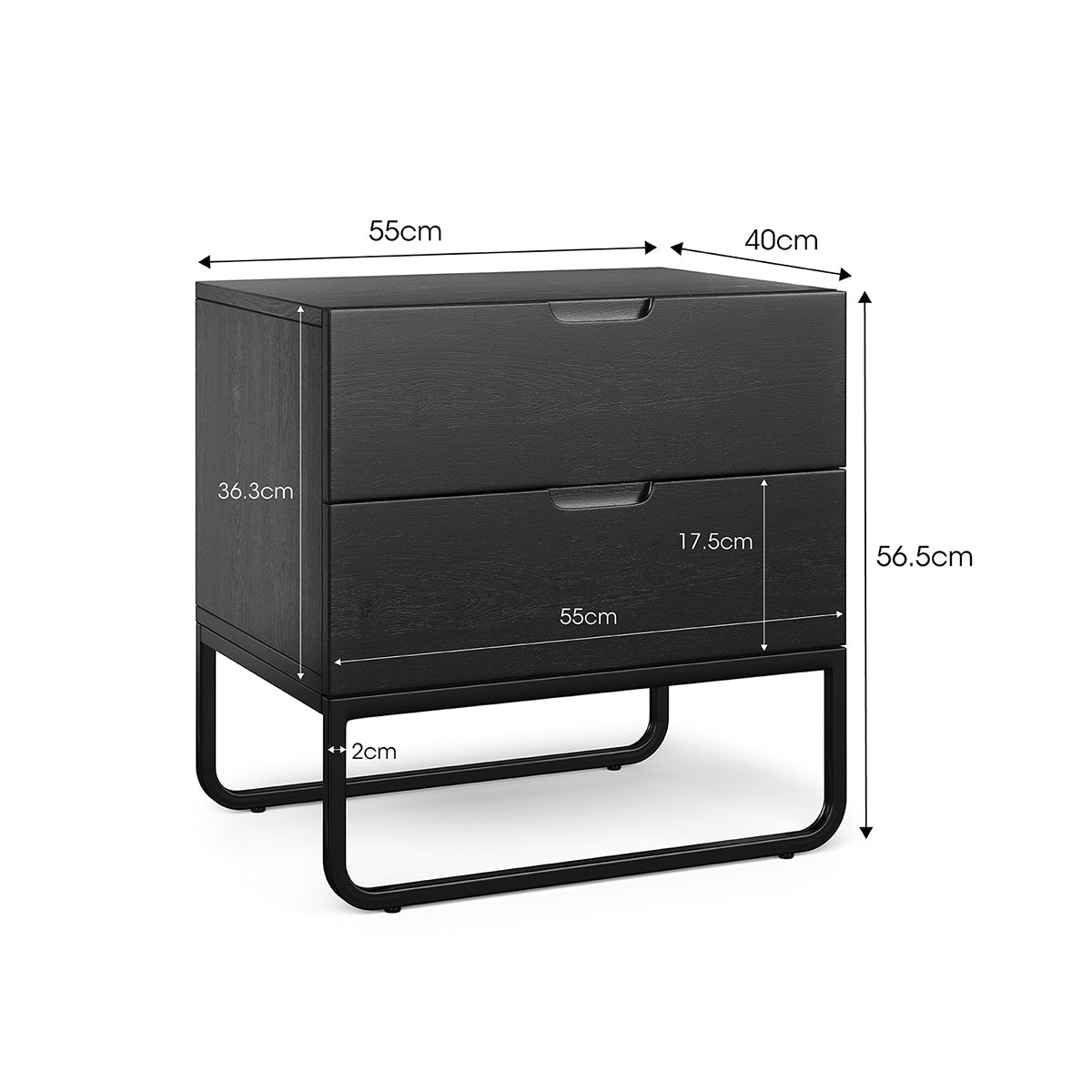 Mila 2-Drawer Bedside Table