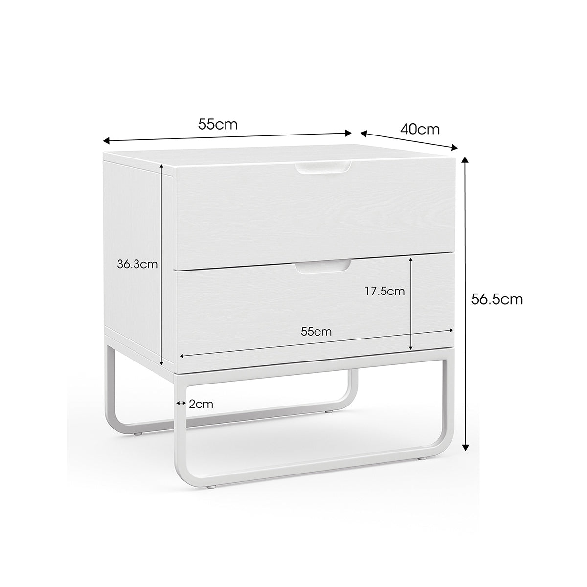 Mila 2-Drawer Bedside Table