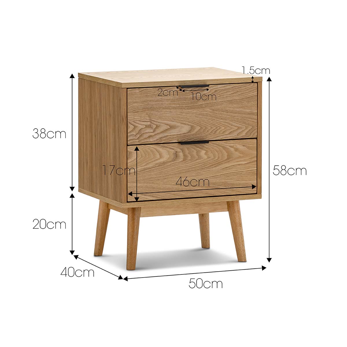 Reese 2 Drawer Bedside Table