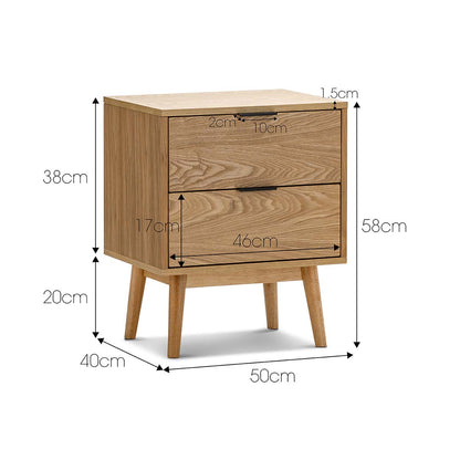 Reese 2 Drawer Bedside Table