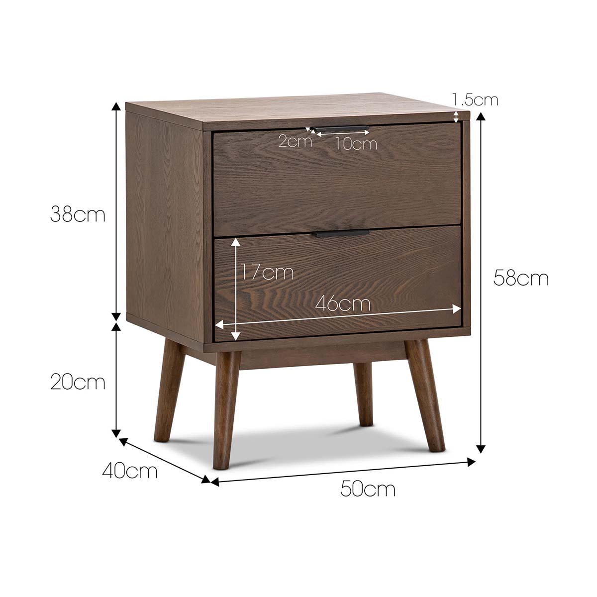 Reese 2 Drawer Bedside Table