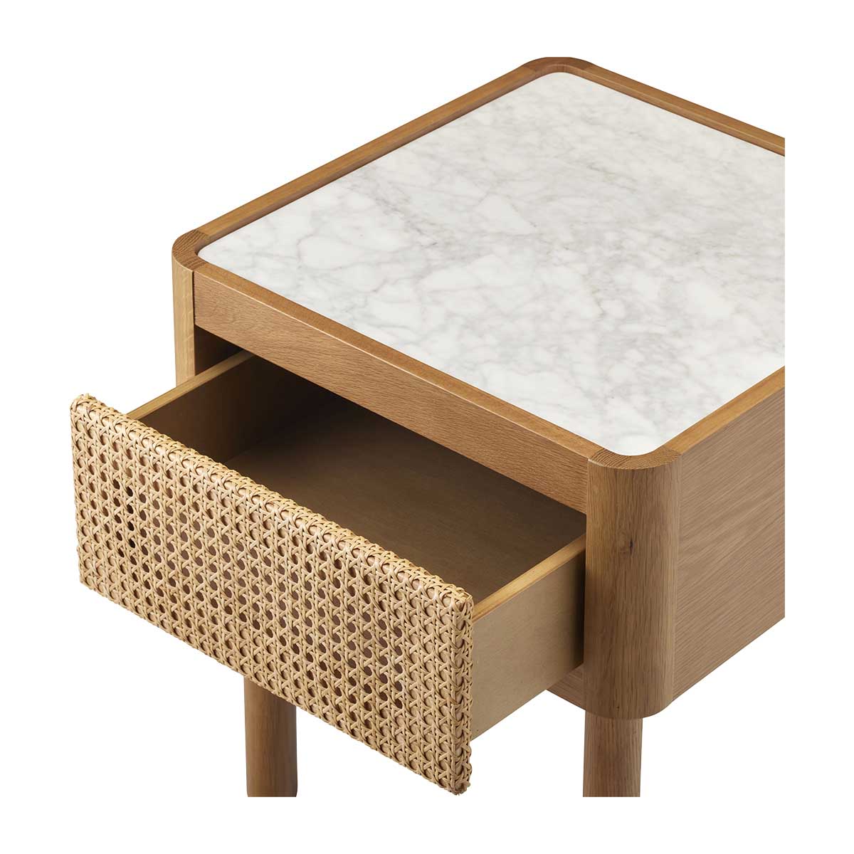 Norah Marble Rattan Bedside Table