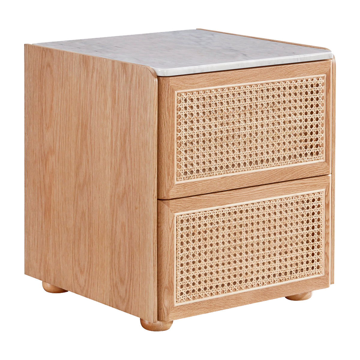 Delta Marble Rattan Bedside Table