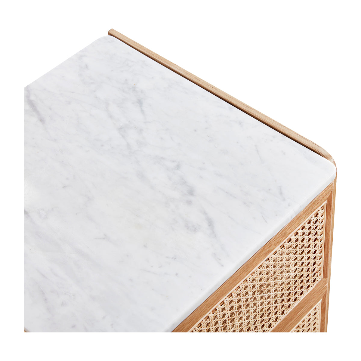 Delta Marble Rattan Bedside Table